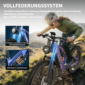 DUOTTS E-Bike Mountainbike Mountainbike E26 mit starkem Motor, 26x4’’ Reifen, 80 Nm, 8 Gang Shimano, Heckmotor, 960 Wh, , Stillvolles E-Mountainbike Elektrofahrrad für Gelände