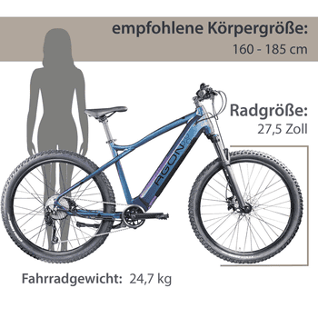 AGON E-Bike Mountainbike Alpha, 10 Gang Deore SGS T6000 Schaltwerk, Kettenschaltung, Heckmotor, 540 Wh, Pedelec, Elektrofahrrad für Damen u. Herren, MTB