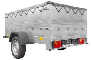 Anhänger kippbar Garden Trailer 201 KIPP mit zusätzlichen Bordwänden, Stützrad und Flachplane-Neu – [LTG_SITE_NAME]