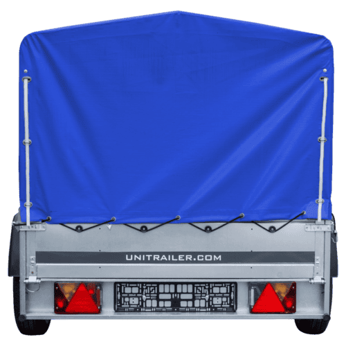 Auto Anhänger 230×125 Garden Trailer 230 KIPP Unitrailer 750 kg mit Stützrad, blauer Hochplane und Hochspriegel-Neu