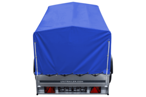 Auto Anhänger 230×125 Garden Trailer 230 KIPP Unitrailer 750 kg mit Stützrad, blauer Hochplane und Hochspriegel-Neu