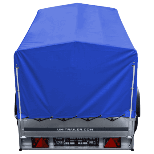 Auto Anhänger 230×125 Garden Trailer 230 KIPP Unitrailer 750 kg mit Stützrad, blauer Hochplane und Hochspriegel-Neu