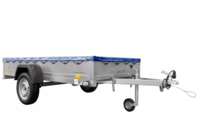 Einachs-tieflader Garden Trailer 264 Kipp Mit Stützrad, Querstreben Und Blauer Flachplane-Neu