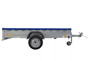 Einachs-tieflader Garden Trailer 264 Kipp Mit Stützrad, Querstreben Und Blauer Flachplane-Neu