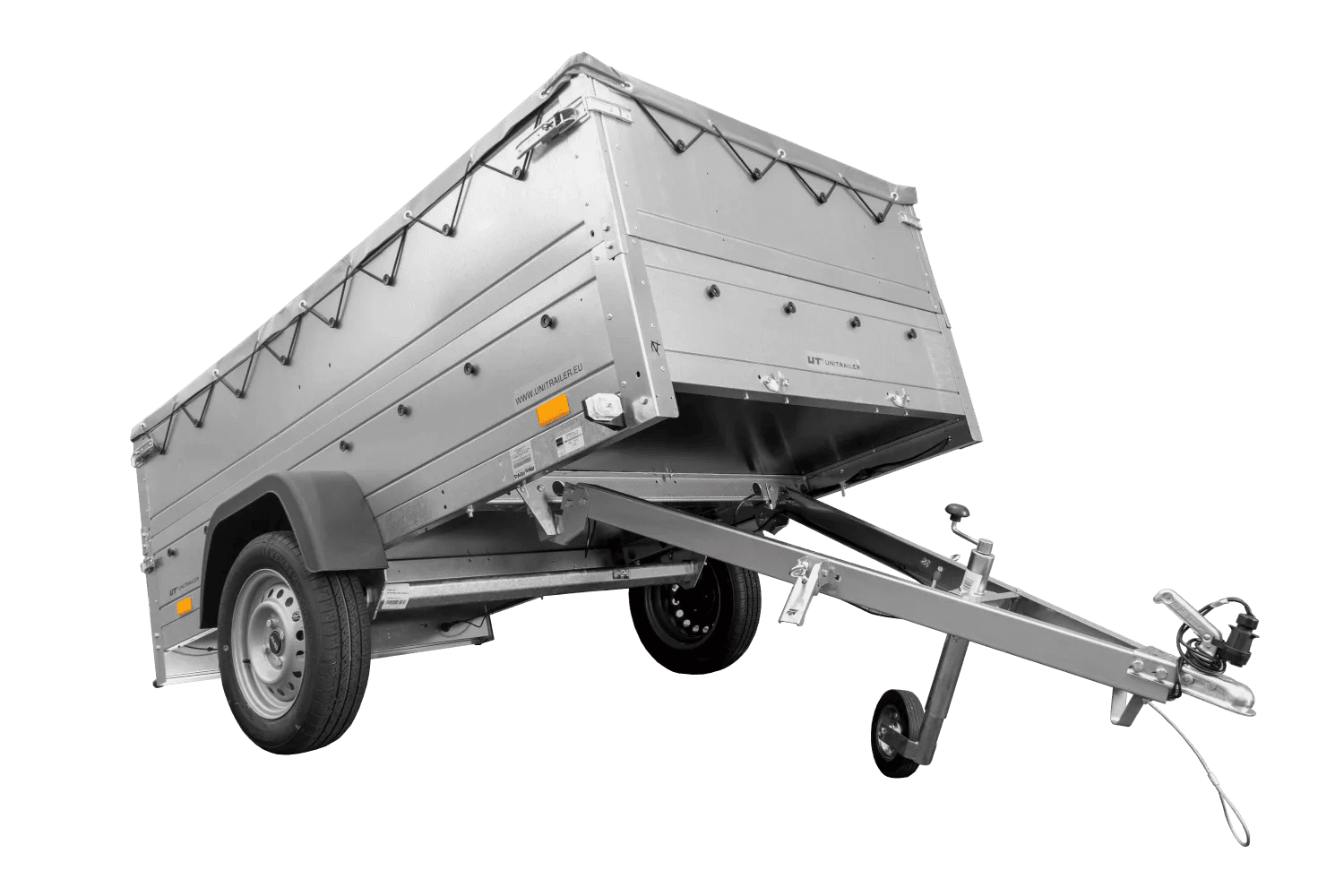 Faltbarer Anhänger Garden Trailer 230 KIPP mit zusätzlichen Bordwänden, Stützrad und Flachplane-Neu