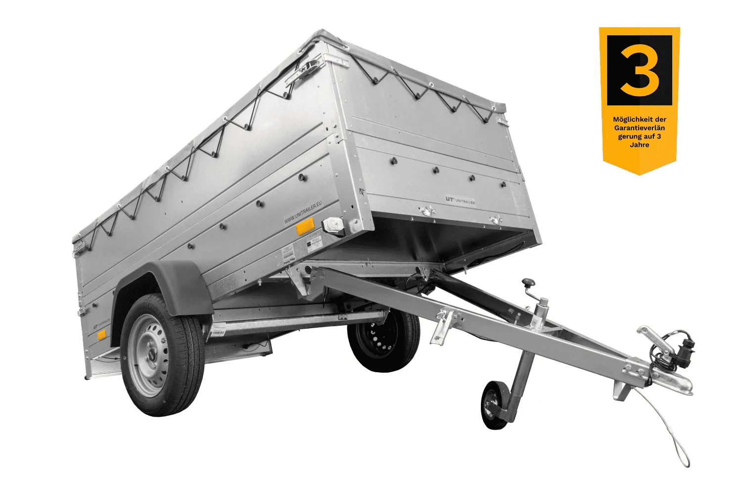 Faltbarer Anhänger Garden Trailer 230 KIPP mit zusätzlichen Bordwänden, Stützrad und Flachplane-Neu – Bild 2