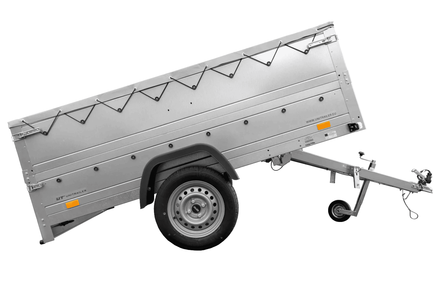 Faltbarer Anhänger Garden Trailer 230 KIPP mit zusätzlichen Bordwänden, Stützrad und Flachplane-Neu – Bild 4