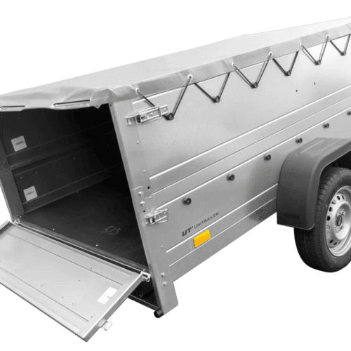 Faltbarer Anhänger Garden Trailer 230 KIPP mit zusätzlichen Bordwänden, Stützrad und Flachplane-Neu