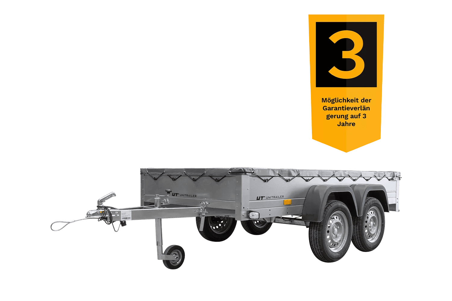 Garden Trailer 264/2 Kipp Mit Stützrad, Graue Flachplane Und Planenträger-Neu – Bild 2