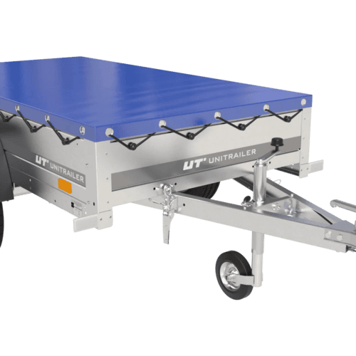 Gartenanhänger 200 Kipp mit Stützrad, H-0-Rahmen und blauer Plane-Neu