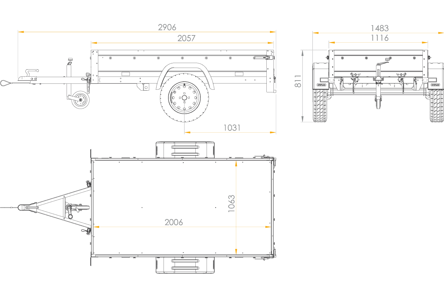 Gartenanhänger 200 Kipp mit Stützrad, H-0-Rahmen und blauer Plane-Neu – Bild 2
