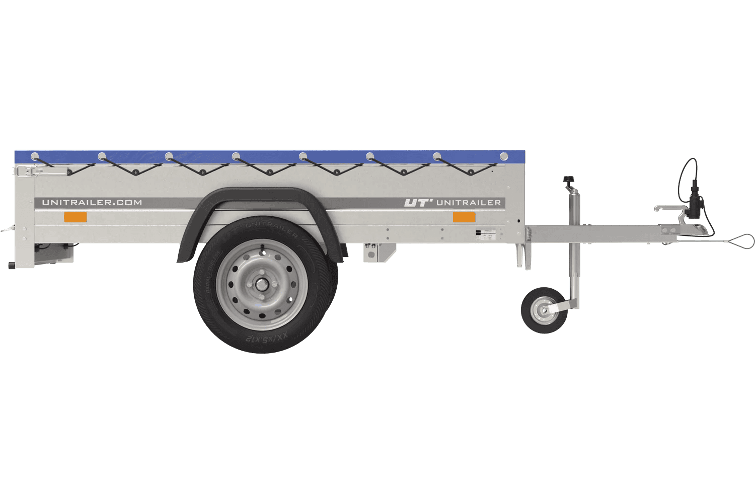 Gartenanhänger 200 Kipp mit Stützrad, H-0-Rahmen und blauer Plane-Neu – Bild 4
