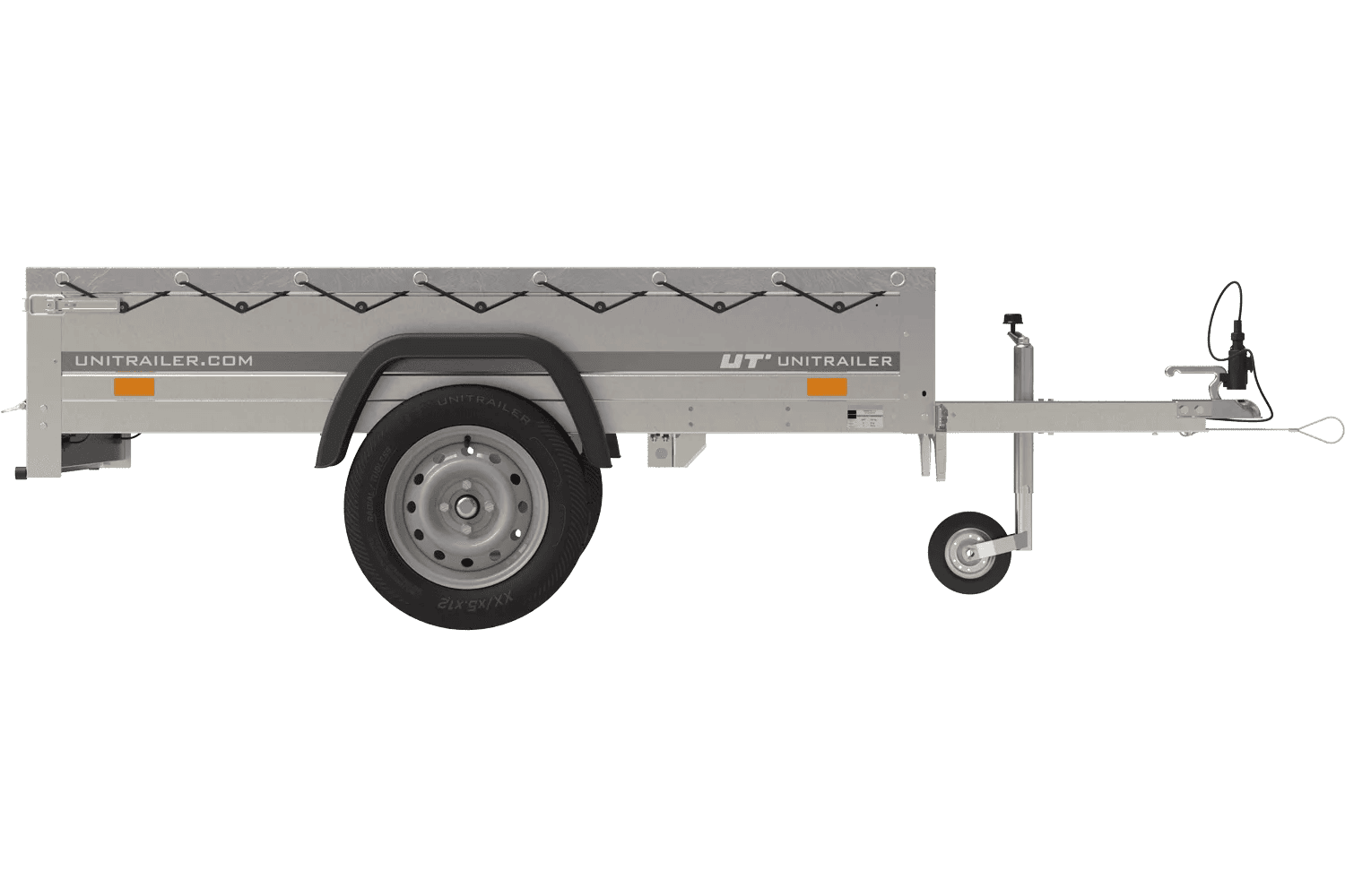 Gartenanhänger 200 Kipp mit Stützrad, H-0-Rahmen und grauer Plane-Neu – Bild 5