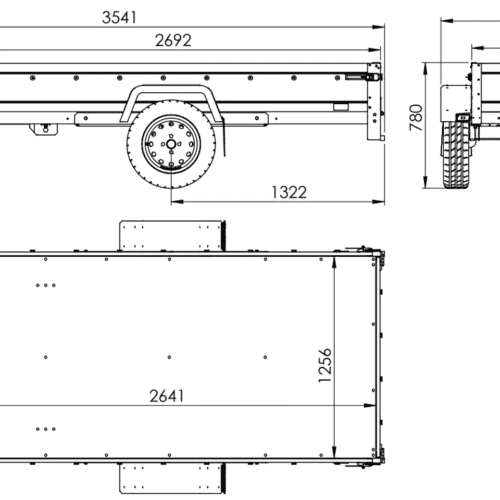 Großer Anhänger 750 kg Garden Trailer 264 KIPP mit Bordwandaufsatz , Stützrad und blauer Flachplane-Neu