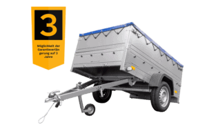 Kfz Anhänger 750 kg Garden Trailer 201 KIPP mit zusätzlichen Bordwänden, Stützrad und blauer Flachplane-Neu