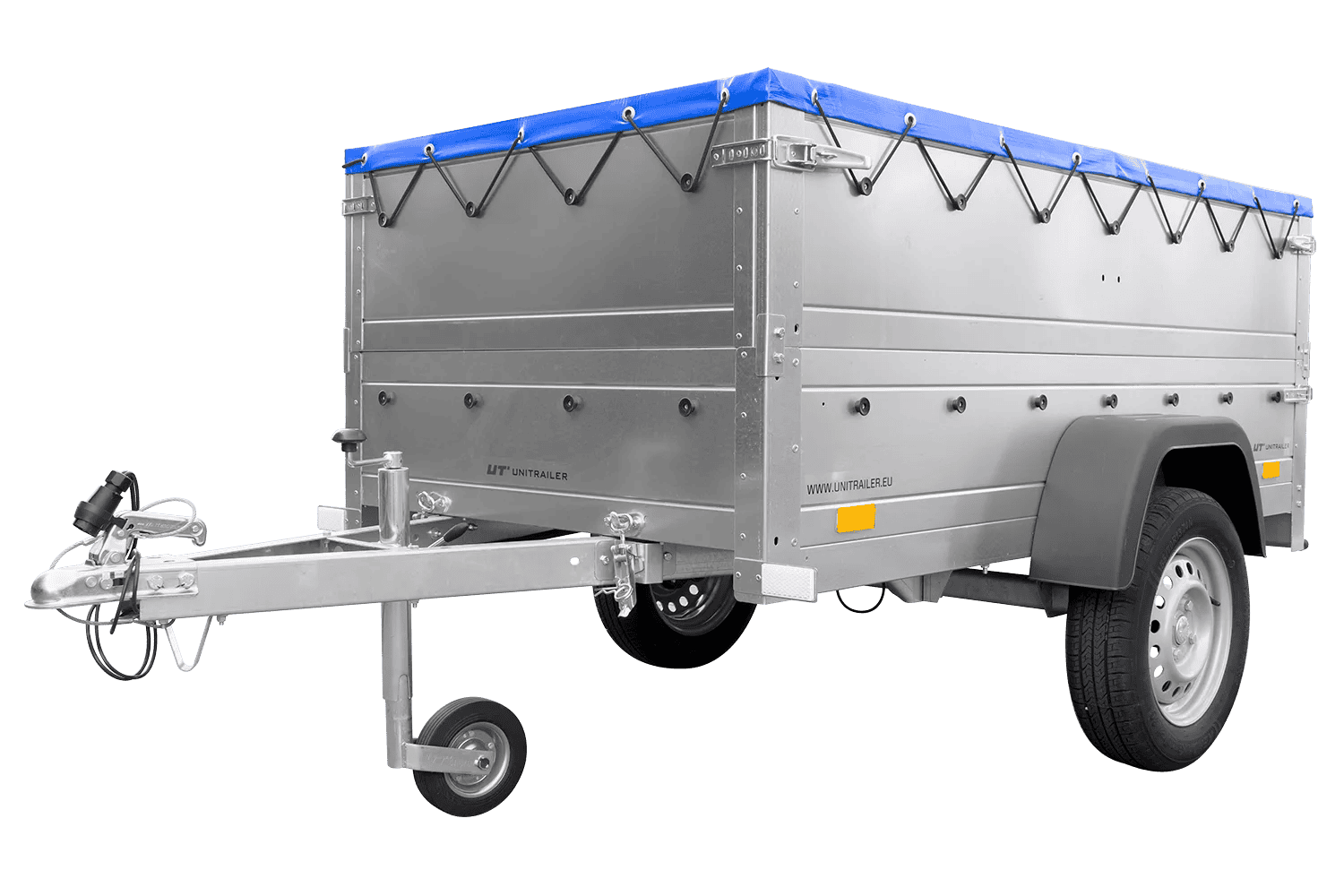 Kippbarer Pkw Anhänger Garden Trailer 200 KIPP mit zusätzlichen Bordwänden, Stützrad und Flachplane-Neu – Bild 3