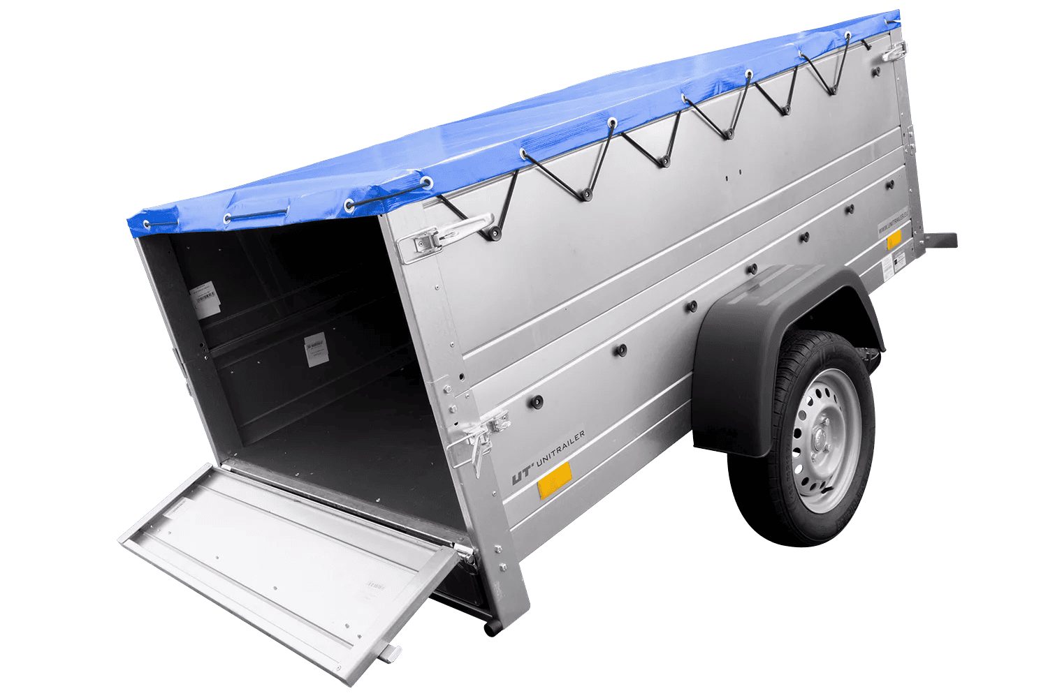 Kippbarer Pkw Anhänger Garden Trailer 200 KIPP mit zusätzlichen Bordwänden, Stützrad und Flachplane-Neu – Bild 5