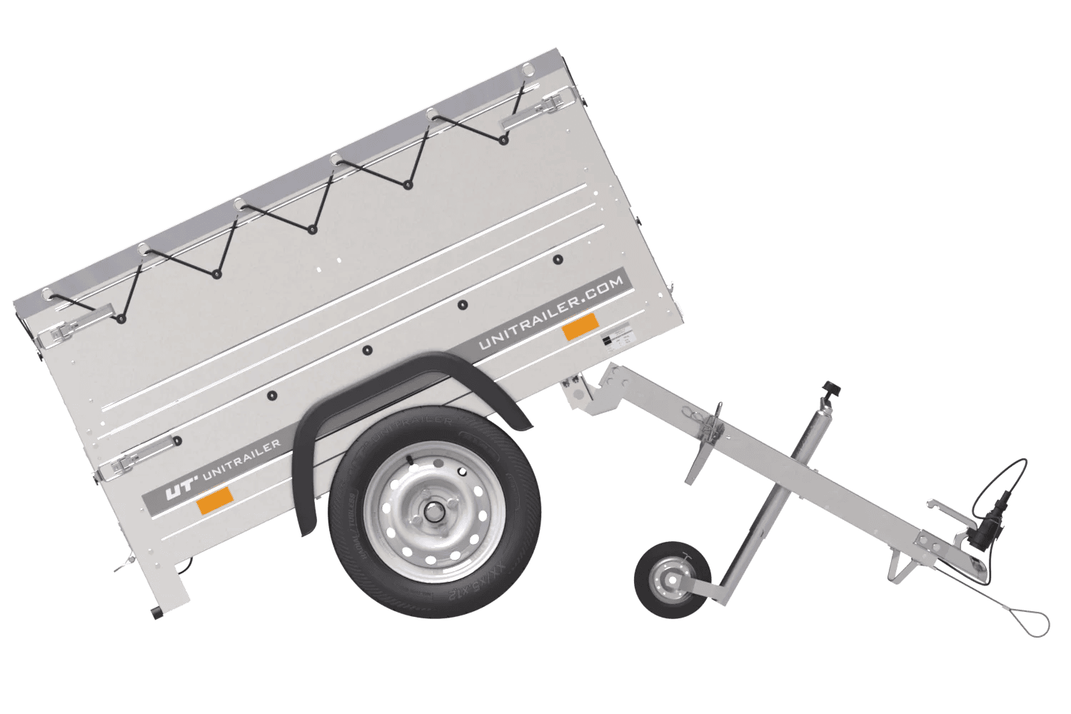 Neu Anhänger Garden Trailer 150 KIPP mit zusätzlichen Bordwänden, Stützrad und Flachplane-Neu