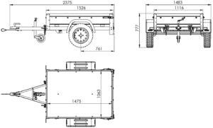 Neu Anhänger Garden Trailer 150 KIPP mit zusätzlichen Bordwänden, Stützrad und Flachplane-Neu