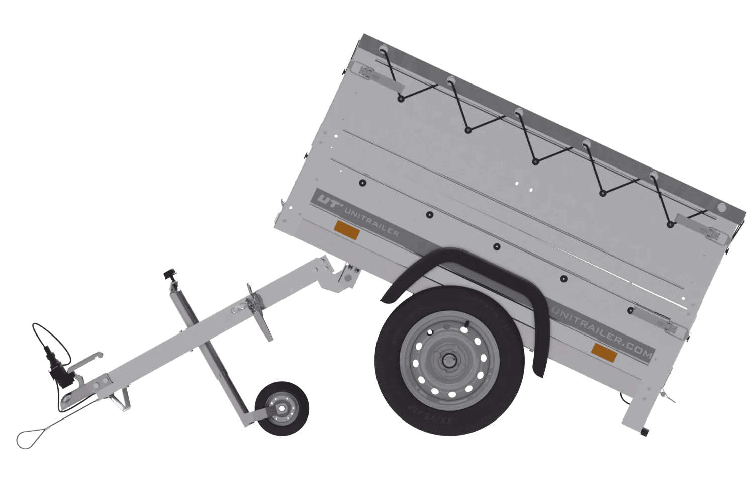 Neu Anhänger Garden Trailer 150 KIPP mit zusätzlichen Bordwänden, Stützrad und Flachplane-Neu – Bild 3
