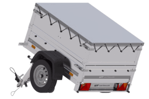 Neu Anhänger Garden Trailer 150 KIPP mit zusätzlichen Bordwänden, Stützrad und Flachplane-Neu