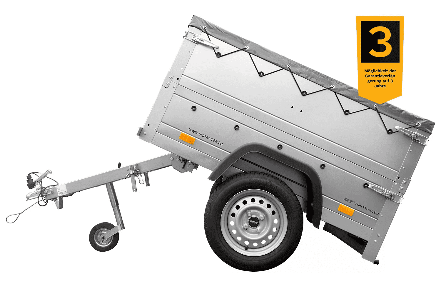 Neu Anhänger Garden Trailer 150 KIPP mit zusätzlichen Bordwänden, Stützrad und Flachplane-Neu – Bild 5