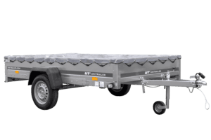 PKW Anhänger 264×150 Unitrailer Garden 265 KIPP mit Flachplanenträger und grauer Plane-Neu – [LTG_SITE_NAME]